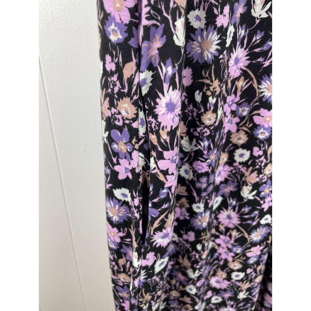 Yozly Womens Size Medium Black Purple Floral Tank Dress Pockets - Picture 6 of 11
